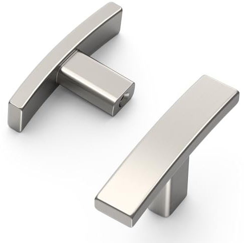 Amerdeco 10 Pack Brushed Satin Nickel Cabinet Knobs Kitchen Cabinet Handles 2 Inch Solid Zinc Alloy Dresser Drawer Knobs, Cupboard and Wardrobe T Bar Hardware AM052
