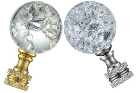 GARVALON 2 Stück Dekorative Lampenaufsätze aus Metall Glas Kristall Kugel Lampenkappen für Tisch Stehlampen Warm Leuchtend Langlebig und Einfach Montierbar