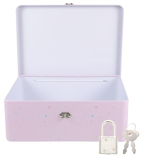 WRITWAA Vintage Storage Tin Box with Lock Key Small Tinplate Storage Box Decorative Desktop Organizer for Home Office with Lock