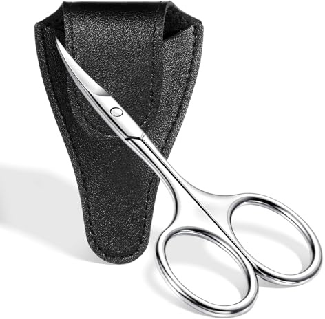 Women’s Pubic Hair Scissors, Small Personal Vaginial Grooming Trimming Stainless Steel Bikini Trimmer Small Scissors Beauty with PU Leather Storage Bag for Men Women,Travel Friendly