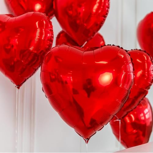 20Pcs Red Heart Balloons 18 inch Foil Heart Shaped Balloons Large Valentines Balloons Helium Support for Valentines Day Wedding Bridal Showers Engagement Anniversary Valentine's Day Decorations