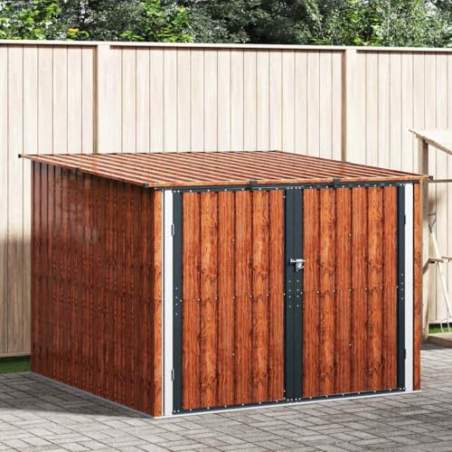 LoogCape Contenitore per bicicletta, 3 pezzi, marrone, in metallo, 216 x 207 x 158 cm, resistente alle intemperie, chiudibile, per giardino, terrazza e balcone, robusto dispositivo di stoccaggio per