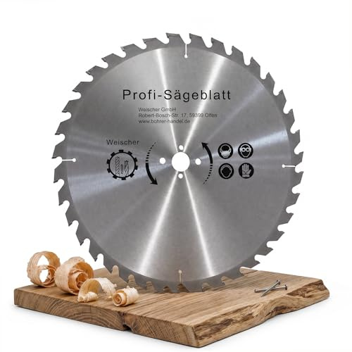 Weischer® - Kreissägeblatt 315 x 30 mm | 20 Zähne (Wechselzahn) | 30 mm Bohrung | HM Hartmetall Sägeblatt | für Paletten, Holz, Spanplatten, Bauholz | Längsschnitt Querschnitt I NAGELFEST