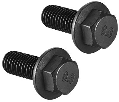 sourcing map M10 x 25 mm, tornillos de brida hexagonales, rosca izquierda, acero al carbono de grado 8,8, 2 unidades, color negro