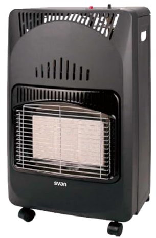 Svan Estufa Catalítica Bajo Consumo Negro, SVCA26CAT.4200 W. Termostato Regulable, Calefacción por Plato cerámico, Apto para Butano/Propano/LPG, Soporte con Ruedas