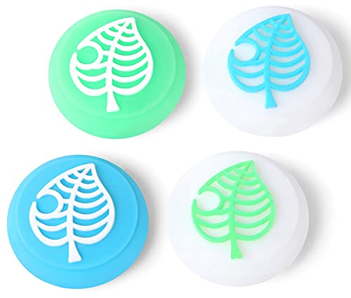 Tscope Cute Thumb Grip Caps for Nintendo Switch/Lite/OLED Controller, Kawaii Leaf Design Joystick Caps, Soft Silicone Analog Stick Covers for NS Joycon (Green Leaf)