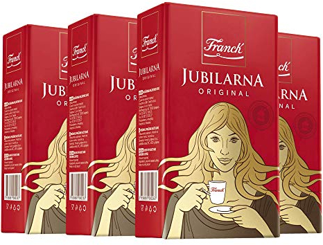 FRANCK Jubilarna Original (4 x 250g) Caffè Franck Sottovuoto con Note di Cioccolato e Mandorle Ottenuto da Chicchi di Caffè Arabica e Robusta Tostati e Finemente Macinati, Intensità di Gusto 4/5