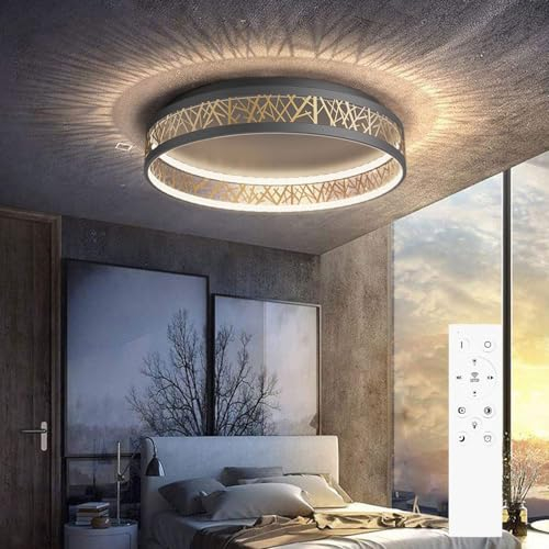 Yuanfenghua Dimmable Ceiling Light with Remote Control, 48W LED Ceiling Lights Fixtures Brightness Adjustable, Modern Ceiling Lamp LED for Living Room Bedroom Ø50×H12CM
