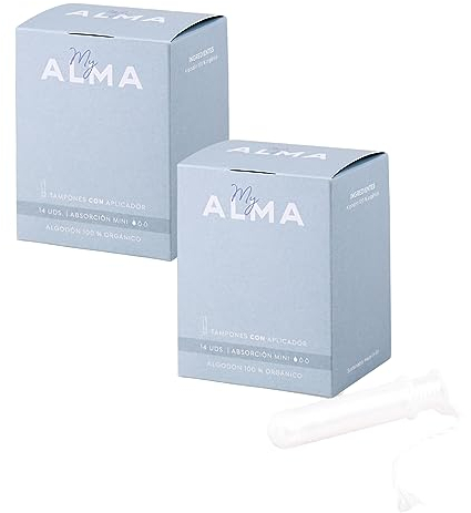MyAlma Bio-Tampons mit Applikator – Normal - (2x14 Stück) – 100% GOTS - zertifizierte Bio-Baumwolle – Ohne Duftstoffe & Chlor oder Plastik – hypoallergen (MINI 2)