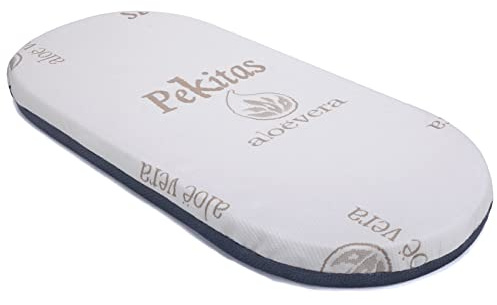 PEKITAS Materasso ovale universale, 75 x 33 cm, borsa porta-bebè, altezza 5 cm, double face, traspirante, fodera lavabile