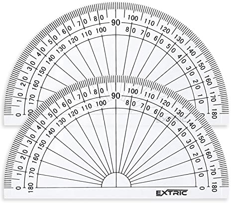 Protractor for Geometry, 4 Inch Clear Plastic Protractor for Woodworking, 2 Count Protractors for Classroom 180 Degrees, Math Protractors