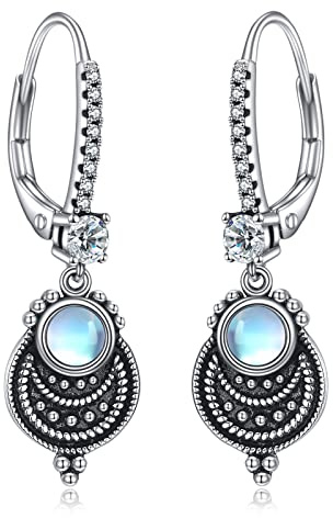 Mondstein Ohrringe 925 Sterling Silber Hängende Mondstein Ohrhänger Muttertag Schmuck Geburtstag Muttertag Geschenk für Damen Frauen Mutter