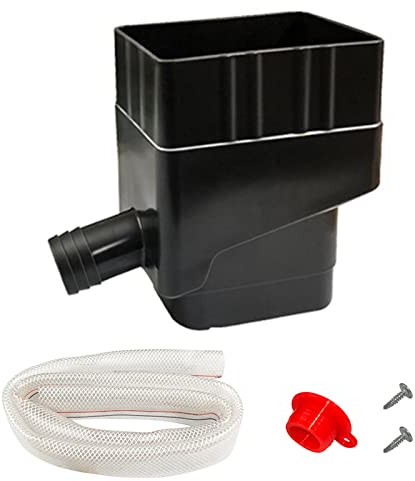 RANRAO Récupérateur Collecteur Eau de Pluie, Système de récolte d'eau de Pluie Rectangulaire Réutilisable, Système de Dérivation de l'eau de Pluie avec Tuyau de 40'' our l'arrosage de la Pelouse, Noir
