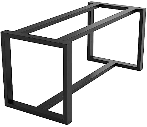 MetaloPro Tischbeine Metall, Schwerlast Stahl Schreibtisch Beine, Tischkufen Schwarz und Schrauben, Bodenschoner, Trapez Tischgestell für Moderne Couchtisch, Esstisch, Wohnzimmertisch – 170x70x72 cm