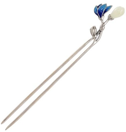 MAGICLULU Blumenhaarspange Aus Metalllegierung Jade-blume Design Haarstäbchen Für Frauen Bruchfest Und Klassisch Für Hochzeiten Und Formelle Anlässe