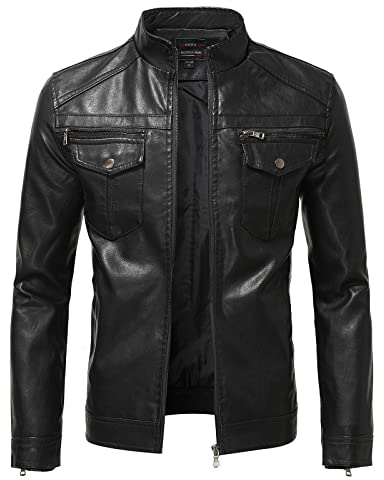 Cappotto casual da uomo giacca in pelle sottile cappotto a maniche lunghe giacca con cerniera colletto con cerniera giacca da tasca cappotti cappotto da neve per giovani uomini, Nero , M