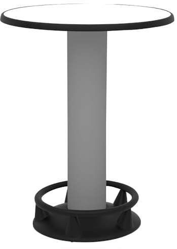 Quick-Table, Stehtisch Silber, rund, Ø85cm, Höhe 110cm, wetterfest, stoß- und Kratzfest, Bistrotisch für Innen- und Außen, ohne Sonnenschirmöffnung
