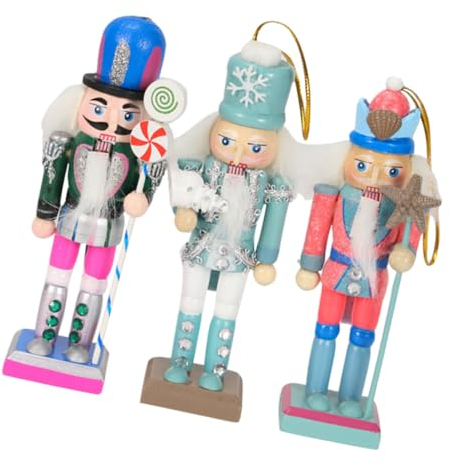 RORPOIR 3pezzi Decorazione Legno Con Soldatino Nutcracker Per Feste e Ornamentazione Da Tavolo Elegante Per Decorare La Casa Durante Le Festività