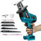 Scie sabre sans fil compatible avec Makita 18 V, 0-3500 SPM, longueur de course 15 mm, 380 W Scie récipro sans balais avec 6 lames de scie pour PVC, tube métallique, bois (sans batterie)