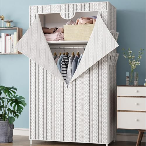 Stoff Kleiderschrank Mobiler Faltschrank mit Kleiderstange - Campingschrank Faltkleiderschrank Stoffschrank Garderoben Schrank Mit Reißverschlüssen