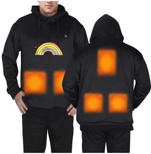 Herren Beheizbare Hoodie Warme, Beheizte Unisex Kapuzenpullover Outdoor, Sale Heizpullover USB Elektrische Winter Smart Heating Mode Kapuzen Sweatshirt Fünf Zonen Heizoberteil Elektro Heizbekleidung