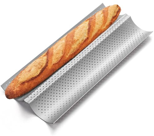 Yupjlia Baguette Bread Pan, Premium Nonstick Perforated French Bread Baking Pan, 2 Loaves Baguette Tray for Sourdough, Italian Bread Baking, Perfect for Creating Crisp Golden-Brown Crust
