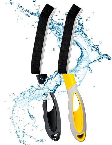 Crevice Cleaning Brush, Window Cleaning Equipment, Multifunctional Cleaning Tool For Bathroom, Shower & Grout, Magic Brush For Tiles, Window Tracks Gaps, UK Cleaning Brush (2, yellow & black)