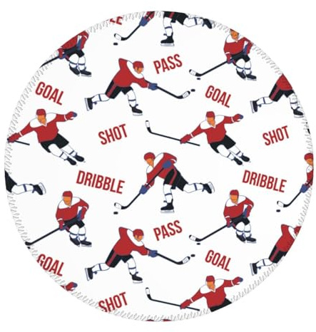 Lot de 2 petits tapis de souris de jeu – Base ronde en caoutchouc blanc pour joueur de hockey sur glace, tapis de bureau avec bords cousus, tapis de souris pour ordinateur portable, clavier PC, pour