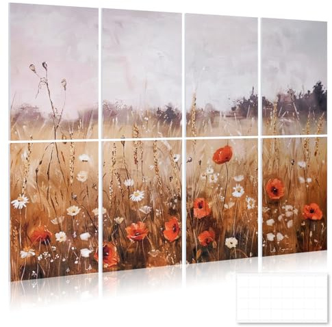 DOLLAR BOSS Wall Art Acoustic Panels 8 Pack 48 X 32 Sound Proof Panels for Wall Decorative Sound Absorbing Panels for Walls for Recording Studio Office Home, Flower