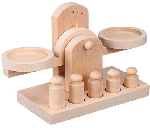 Vaguelly Wooden Balance Scale Toy Kids Educational Plaything for Learning Balance Theory Simple Number Calculation Creativity Attention and Hand-Eye Coordination 11.81 X 6.69 X 4.72 in