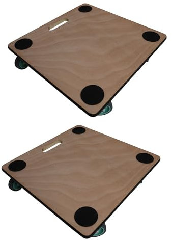 Mega Deal 2X Profi Chariot à roulettes avec 4 roulettes | HxLxP 11,5x50x50 cm | Capacité de Charge 150kg | Panneau de contreplaqué | Marron