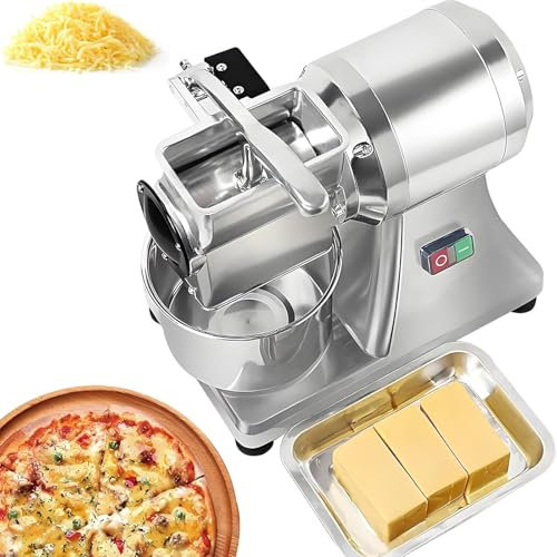 Rallador de queso comercial, molinillo de queso giratorio de acero inoxidable de 550 W, trituradora de queso eléctrica resistente con contenedor, molinillo de alimentos for queso, mantequilla, pan
