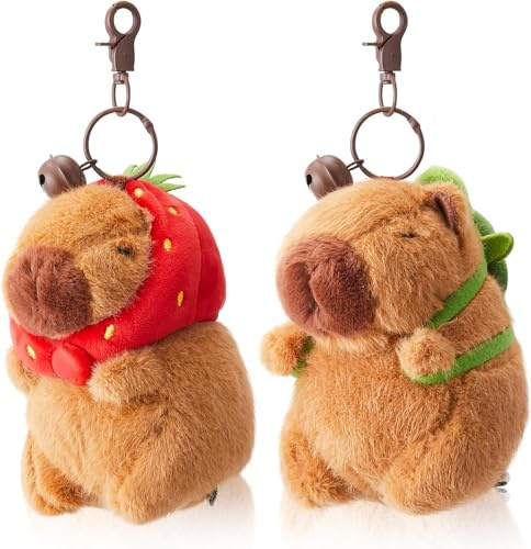 JAONLD Peluche Capybara 2 Pièces Porte-Clés Capybara en Peluche | Capibara Porte Clés Pendentif Porte Clef Cadeau Amie,Poupée en pour la Décoration de la Maison des Enfants