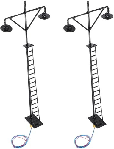 BATHVEVE 2pcs Miniature Train Lamp Models Plastic Scene Layout Models Table Streetlamp Train Signal Light Railroad Light