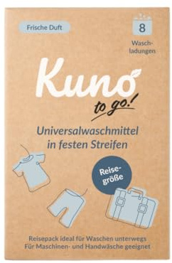 Kuno to Go – Reisewaschmittel - Waschmittel für unterwegs | 8 Waschladungen | Ohne Flüssigkeit | Ideal für Reisen, Camping & Handwäsche | Ultraleicht, platzsparend & umweltfreundlich (1)