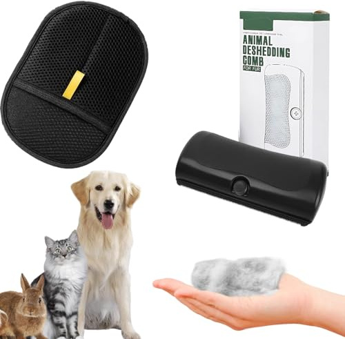 Fellwunder Bürste Hund, Tierhaarentferner Handschuh, 2-in-1 Pflegeset für Hunde und Katzen, Sanfte Fellpflege für tägliches Bürsten und Unterwollentfernung, 23x16 cm Handschuh Pet Care Brush set