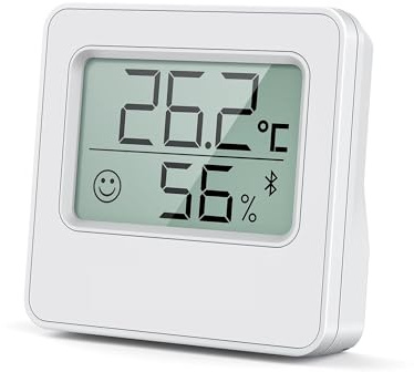 YVAAASIYC Estación meteorológica Digital con termómetro e higrómetro for Interiores y Exteriores, con conexión por Bluetooth y conexión inalámbrica de 80 m(White)
