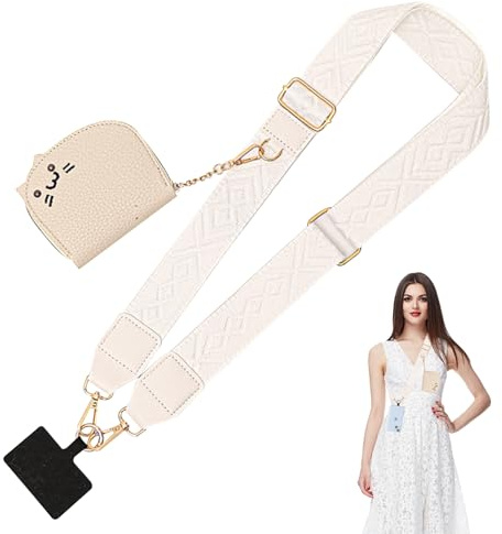 BSITSSS Mode Handykette mit Tasche, Handygurt zum Umhängen mit Kleiner Tasche, Verstellbare Handykette Universal, Clip Bag Handy Accessoires, Handytasche zum Umhängen für Handyhülle & Reisen
