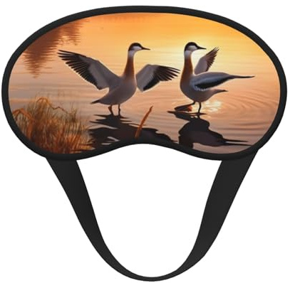 Schlafmaske für Seitenschläfer, Seiden-Schlafaugenmasken mit elastischem Band, superweicher Augenschutz, Möwen am See im Sonnenuntergang, Verdunkelungs-Augenbinde für die Nacht, für Frauen und Männ