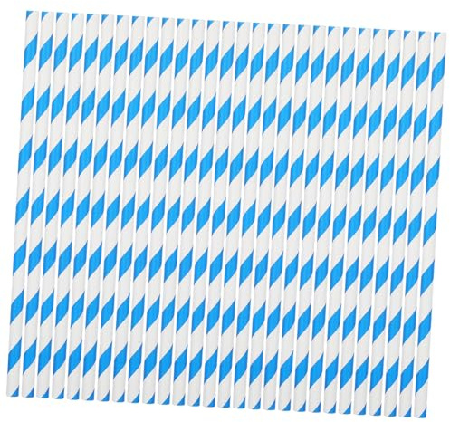 BAZEITFLOW Cotton Candy Sticks Paper Straws 10x300mm Blue White Stripe 50pcs Cotton Candy Supplies for Commercial