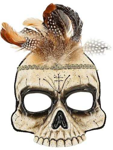 W WIDMANN MILANO Party Fashion - Voodoo Totenkopf Maske | Hartplastik-Gesichtsmaske für Erwachsene, Schamanen-Kostüm Accessoire für Halloween, Karneval