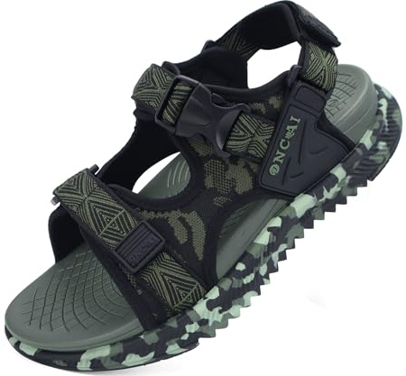 ONCAI Sandales de Randonnée pour Hommes Maille Confortables Orthopédiques Récupération Sandales de Trekking Avec Réglable Lanière 2026 été Plage Sandales de Sport Vert Taille 45