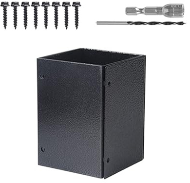 Support de poteau réglable en métal – Base de poteau de clôture robuste en acier inoxydable avec vis – pour support de boîte aux lettres, clôture en bois, porche, tonnelle