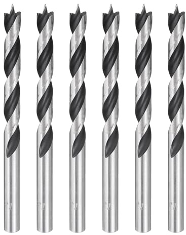 sourcing map Brad Point Bohrer 7,5 mm Durchmesser, gerader runder Schaft, metrischer Spiralbohrer für Weichholz, Hartholz, Sperrholz, Kunststoff, Gummi, silberfarben, 6 Stück