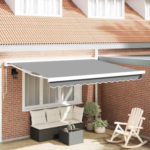 Tenda da sole con braccio articolato manuale, 3,5 x 2,5 m, in metallo, per balcone, terrazza, giardino, montaggio richiesto