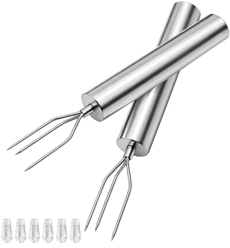 Ebksqs Edelstahl-Gabel Set - Vielseitige Pellkartoffelgabel & Maiskolben Spieße Für Grillen, Fondue & Obst (2 Stück)