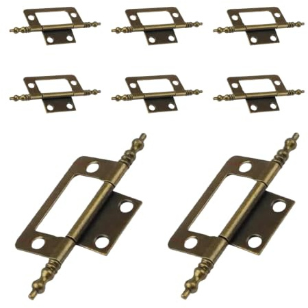 InYoHui 8PCS Steel Flush Hinges Antique Brass 2 Inch Cabinet Door Hardware | 8 steel 2-inch hinges, antique brass finish. Rustproof, smooth rotation. Surface mount, no mortise needed.
