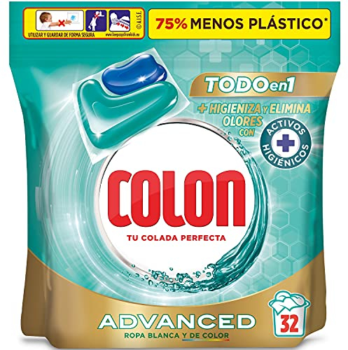 Colon Total Power Gel Caps Higiene - Detergente para Lavadora con activos higiénicos, Formato Cápsulas - 32 unidades, El paquete puede variar