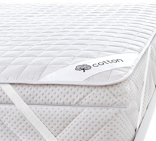 Matratzenschoner 90 x 200 Atmungsaktiv Matratzenauflage Anti-Milben Matratzenbezug Praktisch Langlebig Matratzenschutz Waschbar Hygienischer Mattress Topper 90x 200 Baumwolle - Polyester