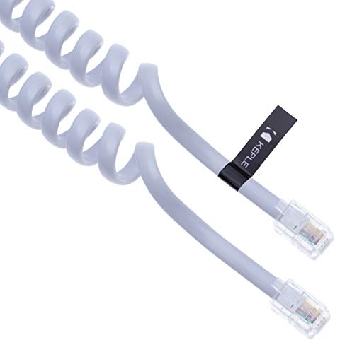 Keple TeRJ10 Telefon Telefonkabel Blei geschweift Gefederter Spiral-Hörerdraht 3 Meter Kompatibel mit Festnetz Telefone AT&T, Cisco, NEC, ROLM, ITT, TI etc (Weiß)